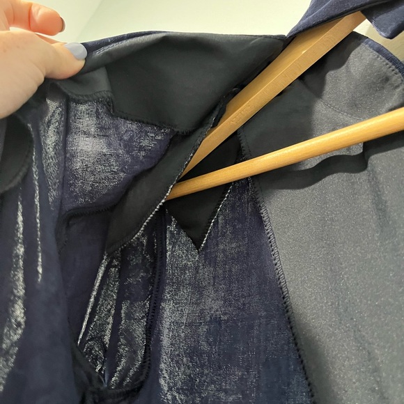 Vintage  Navy Blue Floral Patterned Dress by Joseph Ribkoff, Size 8P - Picture 6 of 7